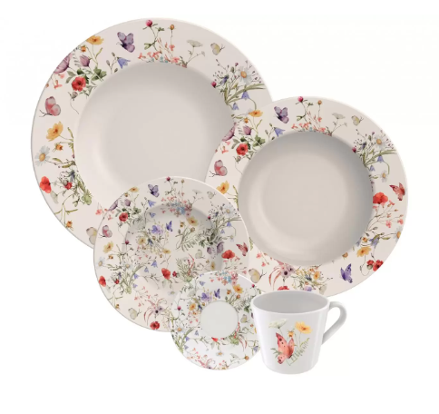 Aparelho de Jantar e Chá 20 Peças Tramontina - Porcelana Branco Redondo Ana Clara