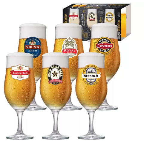 Jogo de Taças para Cerveja Vidro 330ml 6 Peças - Ruvolo Happy Hour Berlin