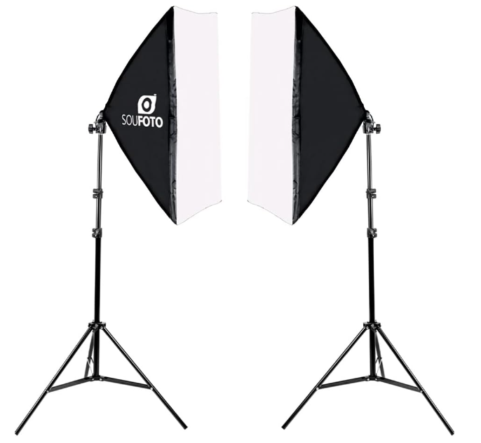 SOU FOTO Kit Softbox Duplo Profissional para Iluminação Fotografia e Video | 2x Softbox 50x70cm e 2x Tripés 2 metros | Modelo Duo
