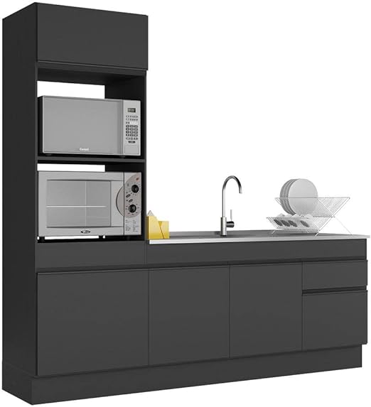 Armário de Cozinha Compacta com Rodapé Veneza Multimóveis Mp2113.895 Preto