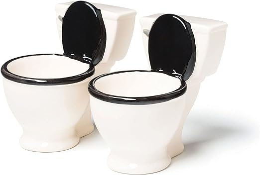 BigMouth Inc Doses de vaso sanitário, conjunto de 2, copos de shot de cerâmica, comporta 56 g cada, presente divertido de vaso sanitário
