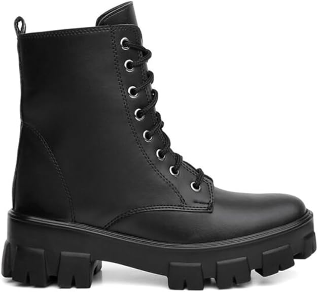 Bota Coturno Feminino Tratorada Amarrar Missi Black