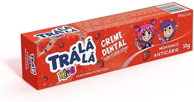 Creme Dental Morango, Trá Lá Lá Kids, Vermelho, 50 G