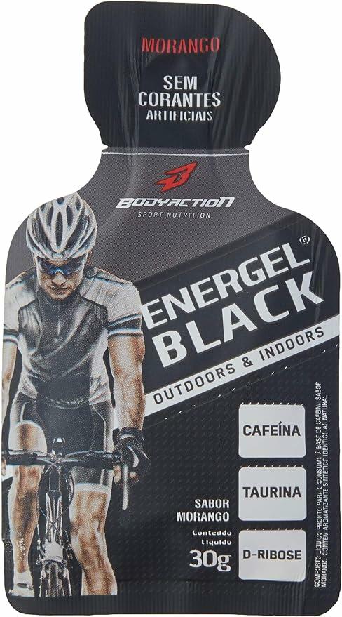 Energel Black Caixa com 10 Sachês (300G) - Sabor Morango, Body Action