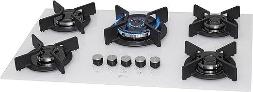 Fogão Cooktop Fischer 5Q TC INFINITY Gás Mesa Vidro Branco BIVOLT