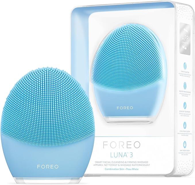 FOREO, LUNA 3, Escova de Limpeza e Firmadora Facial, para Pele Mista, Tonificante, com Pulsações T-Sonic, Ultra Higiênica e Suave, Resistente à Água, Compatível com o App - Mint