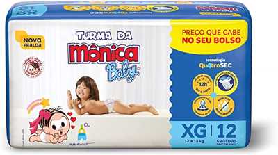 Fralda Turma da Monica Baby Jumbinho XG 12 Unidades