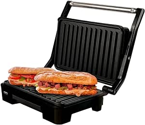 Grill Asteria Compact Mallory Grill multifunção, Luzes indicadoras de funcionamento, Alça com toque-frio e Trava de segurança 127V