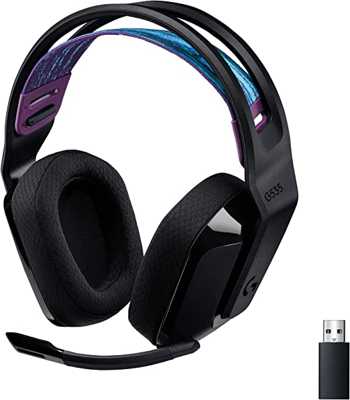 Headset Gamer Sem Fio Logitech G535 LIGHTSPEED com Almofadas com Espuma de Memória, Design Leve, Controles Integrados, Microfone Flip-to-Mute e Bateria Recarregável para PC, PS4, PS5 - Preto