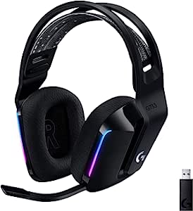 Headset Gamer Sem Fio Logitech G733 7.1 Dolby Surround com Tecnologia Blue VO!CE, RGB LIGHTSYNC, Drivers de Áudio Avançados e Bateria Recarregável para PC e PlayStation - Preto