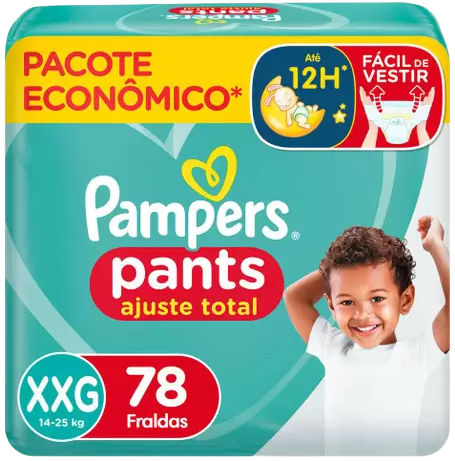 Fralda Calça Pampers Pants Ajuste Total - Tam. XXG 14 a 25kg 78 Unidades