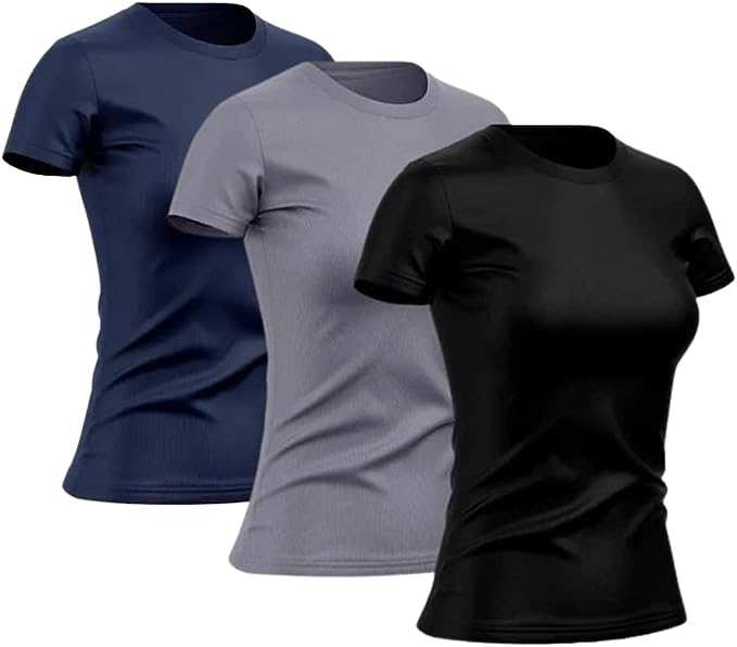 Kit 3 Camisetas Femininas Dry Fit Baby Look Proteção UV 50+ Academia Esportivas Lisas