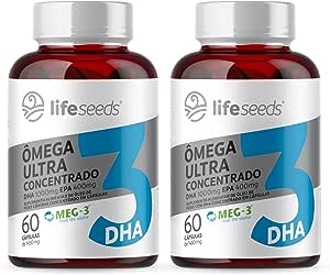 Ômega 3 Ultra Concentrado DHA 1.000mg EPA 400mg - Certificação Internacional MEG-3-2 Potes - 120 Cápsulas