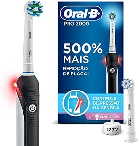 Oral-B PRO Series 3 Escova de dentes elétrica com cabo recarregável, sensor de pressão, timer, 3 modos de escovação e 2 cabeças.​