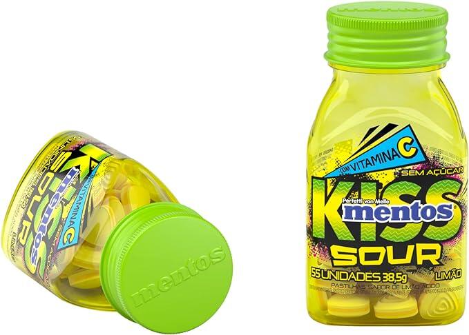 Pastilha Sem Açúcar Mentos Kiss Sour Limão | 38,5g - 55 unidades