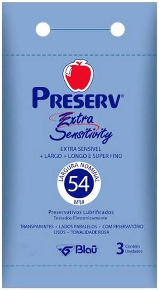 Preservativo Preserv Extra Sensitivity Lubrificado com Óleo de Silicone com 3 Unidades, Preserv