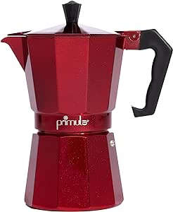 Primula Cafeteira de café e café de fogão, pote Moka para café italiano e cubano clássico, café, seis xícaras, vermelho