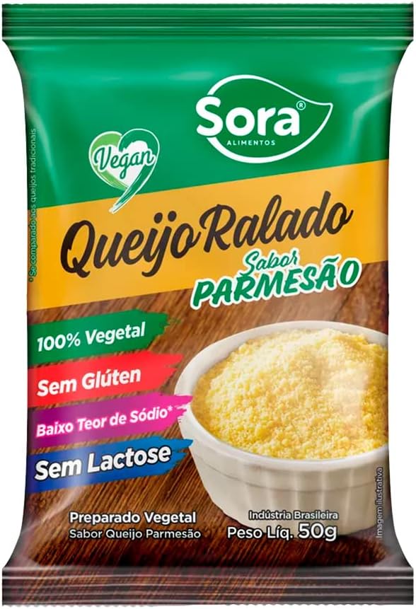 Queijo Ralado Parmesão Vegetal Sem Lactose Vegano Sora 50G