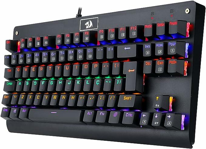 Teclado Mecânico Redragon Dark Avenger Preto Iluminação Rainbow Switch Marrom K568R