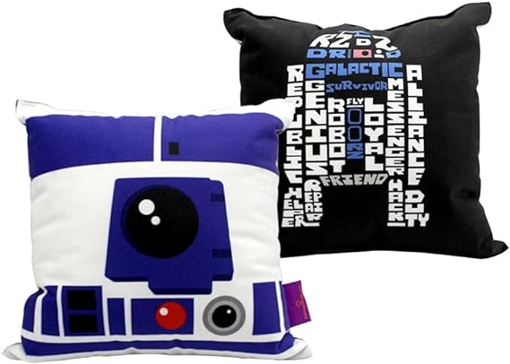 Zona Criativa Almofada fibra 25x25 r2d2 star wars, BRANCO/AZUL