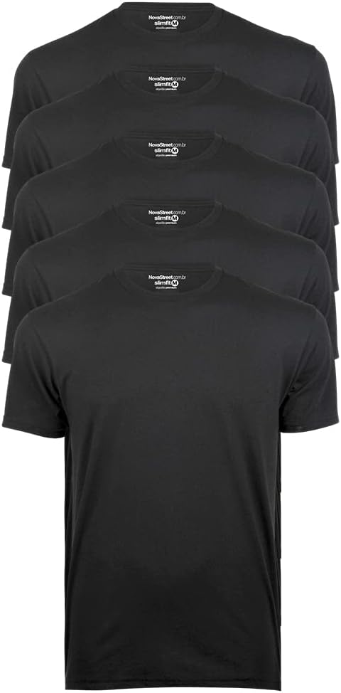 Kit 5 Camisetas Masculinas Básica Lisa Algodão 30.1 Premium