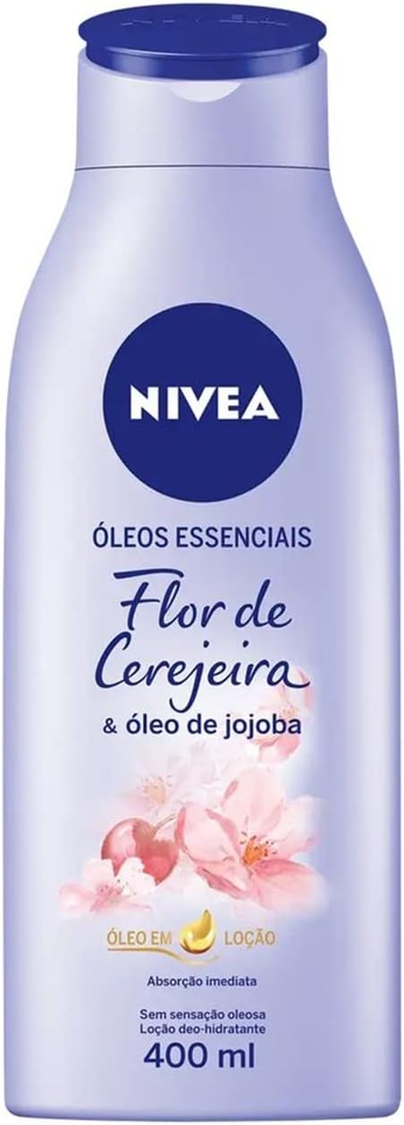 Nivea Loção Hidratante Óleos Essenciais Flor De Cerejeira & Óleo De Jojoba 400ml - Loção Hidratante Com Essência De Flor De Cerejeira E Poder Nutritivo Do Óleo De Jojoba Que Nutre, Hidrata E Perfuma Sua Pele