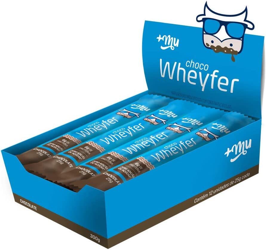 Display Chocowheyfer Proteico Mais Mu Chocolate 25G, Mais Mu, pacote com 12 unidades