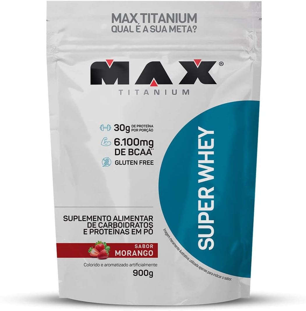 Super Whey (900g) - Sabor Morango, Max Titanium