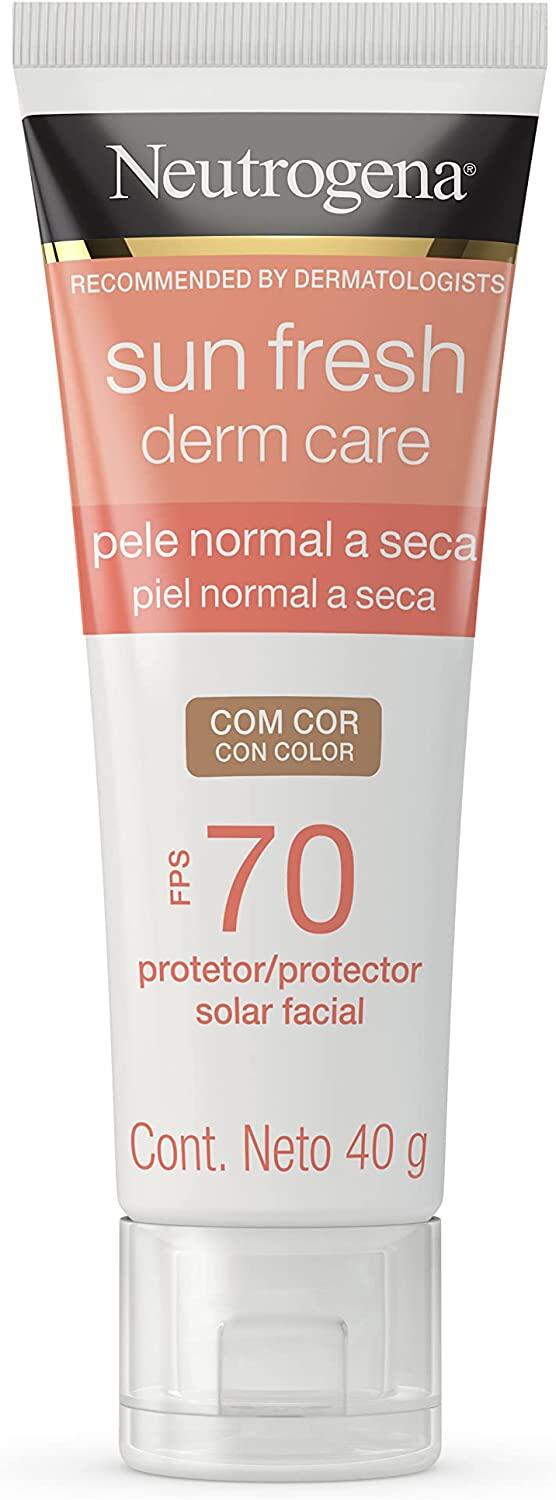 Protetor Solar Facial Para Pele Seca NEUTROGENA SUN FRESH Derm Care Com Cor FPS 70, 40g