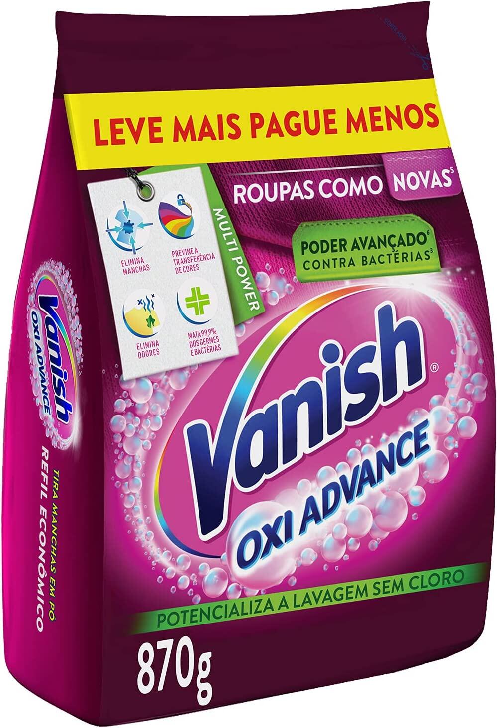 Tira Manchas em Pó Vanish Oxi Advance 870g Refil Econômico para roupas coloridas, Vanish, Rosa