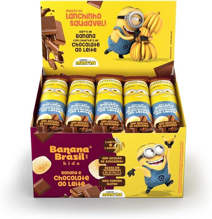 Barra de Frutas Banana Kids Minions sabor Cob. Choc. Ao leite c/ 20 unid. de 22g (440g)