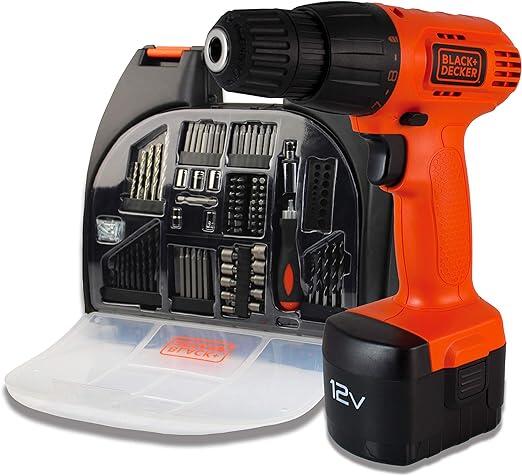 BLACK+DECKER Parafusadeira e Furadeira 12V 550 RPM com 101 Peças Maleta e Carregador Bivolt 110V CD121K100