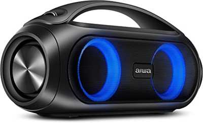 Caixa de Som Boombox AIWA Bluetooth IPX5, Luzes Multicores, com alça - AWS-BBS-02