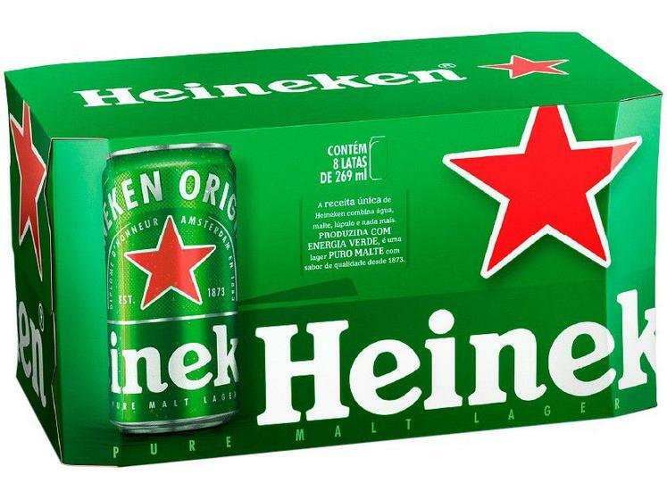 Cerveja Heineken Lata Puro Malte Lager 8 Unidades - 269ml