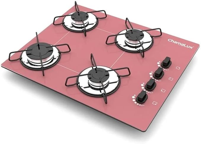 Cooktop 4 bocas Chamalux ultra chama rosa Bivolt Trempe aramada