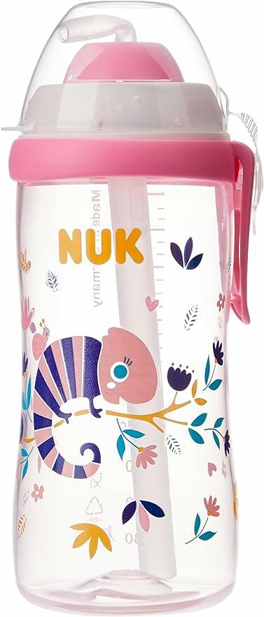 Copo com Canudo Flexi Cup NUK Muda de Cor 300ml - Rosa