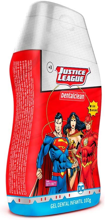 Creme Dental Infantil Heróis Liga da Justiça sem Flúor - Sabor Tutti Frutti 100G, Dentalclean