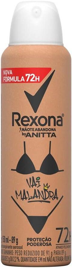 Desodorante Antitranspirante Aerosol Rexona Vai Malandra by Anitta 150ml (A embalagem pode variar)