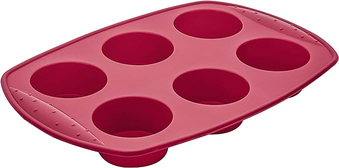 Forma para 6 Mini Bolos Redondos de Silicone, Euro, SIL2911-VM, Vermelho