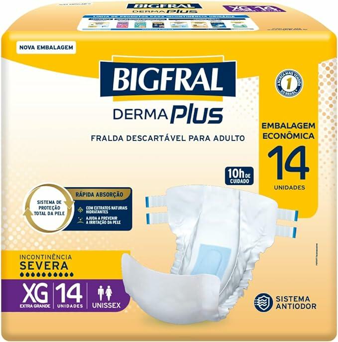 Fralda Bigfral Derma Plus, Bigfral, Extra grande