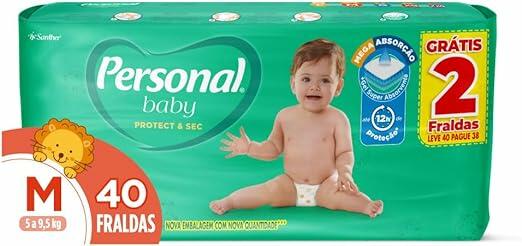 Fralda Infantil Personal Baby Protect e Sec M Mega 1x40pads Leve 40 pague 38 Unidades