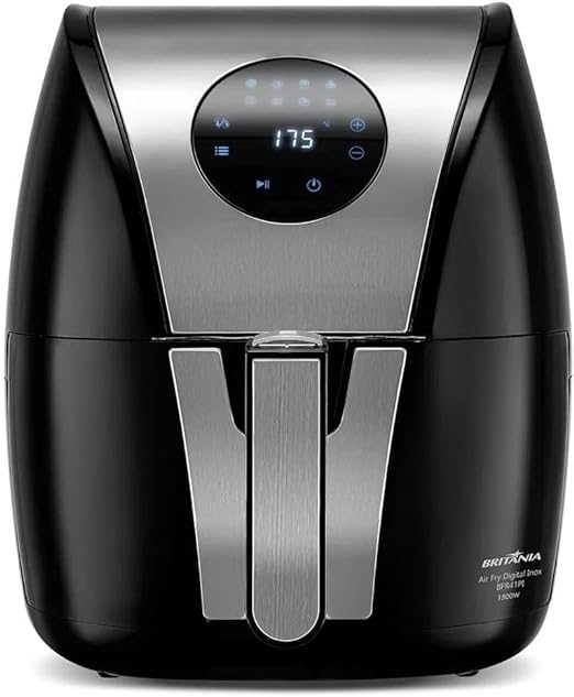 Fritadeira Air Fry Digital Britânia, Pretanox, 1500W - Revestimento Antidaderente, 5L,BFR41PI 220V