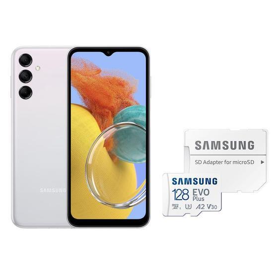 Galaxy M14 5G 128GB Prata + Cartão de Memória 128GB EVO Plus - Samsung