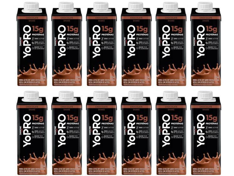 Kit Bebida LActea UHT YoPRO Chocolate Sem Lactose - Zero Açúcar 250ml 12 Unidades