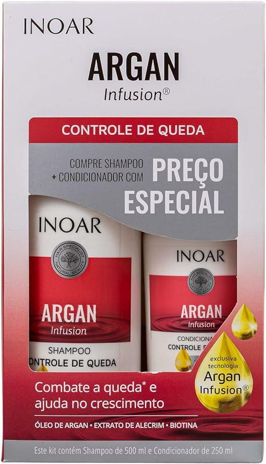 Kit Inoar Shampoo 500ml + Condicionador 250ml Argan Controle de Queda