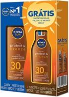 Kit NIVEA SUN Protetor Solar Protect & Bronze FPS30 200ml + Protetor Solar Protect & Bronze FPS30 100ml, Nivea, pacote de 2