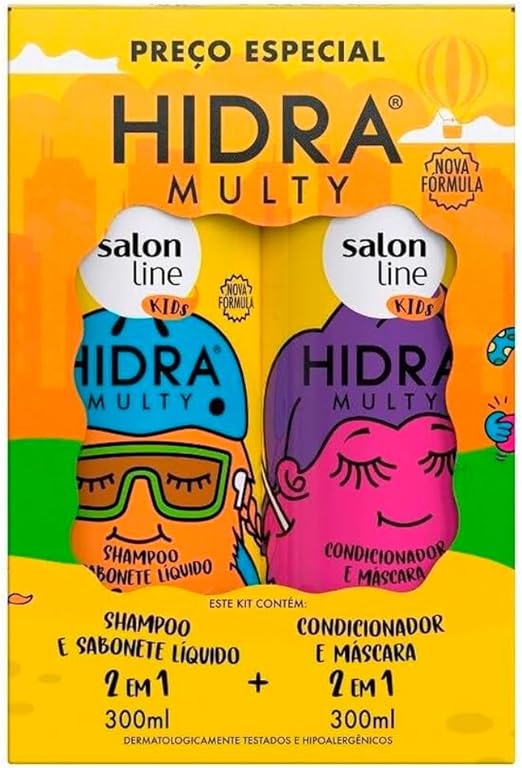 Kit Shampoo + Condicionador 300Ml Hidra Kids Multy, Salon Line