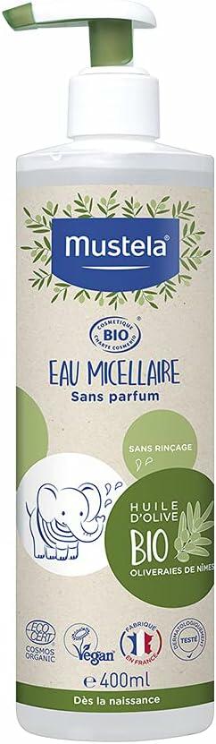 Mustela BR Água Micelar Bio Orgânico Certificado 400Ml - Limpa As Impurezas Da Pele Do Rosto e Corpo Vegana Sem Fragrância Fórmula Biodegradável Com 99% De Ingredientes De Origem Natural