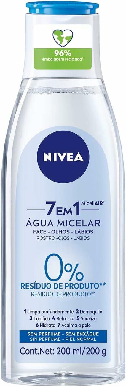 NIVEA Água Micelar Solução de Limpeza 7 em 1 200ml - Fórmula poderosa que oferece 7 benefícios em um produto: limpa, hidrata, suaviza, tonifica, demaquila, acalma e refresca