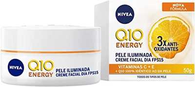 NIVEA Creme Facial Antissinais Dia Q10 Energy - Proporciona sensação instantânea de pele macia e iluminada, aliviando sinais de cansaço e falta de luminosidade, com FPS15 - 50g